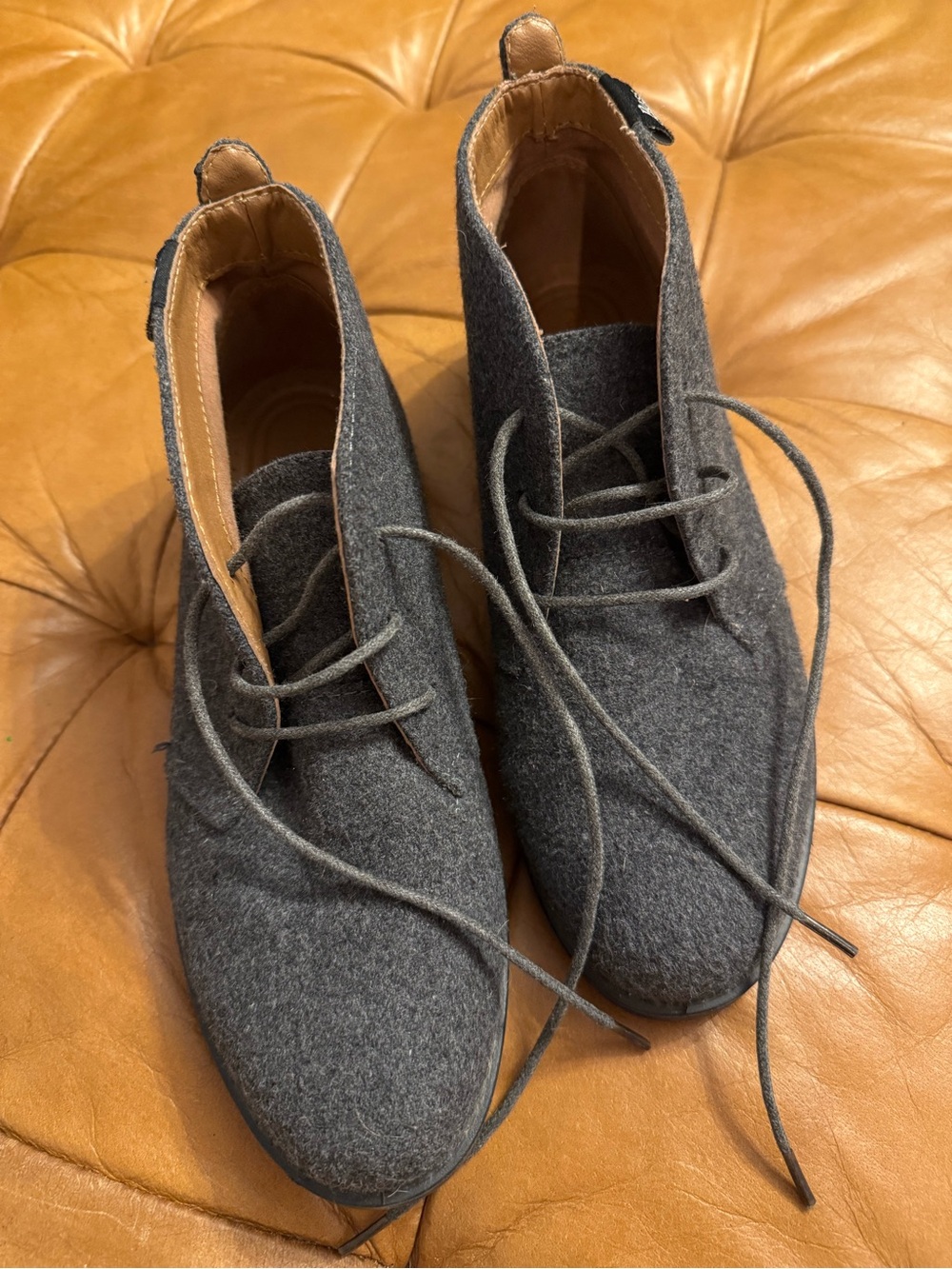 G.H. Bass & Co Women's Gray Wool Lace-Up Booties